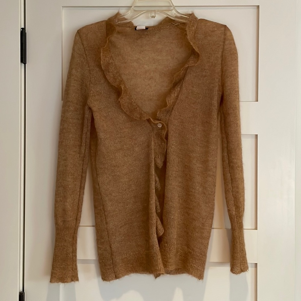 JCREW ruffle neck mohair sweater